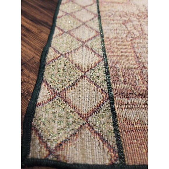 Vtg Christmas Tree Scene Woven Tapestry Placemat Presents Fireplace 11.5x18 - Picture 5 of 8